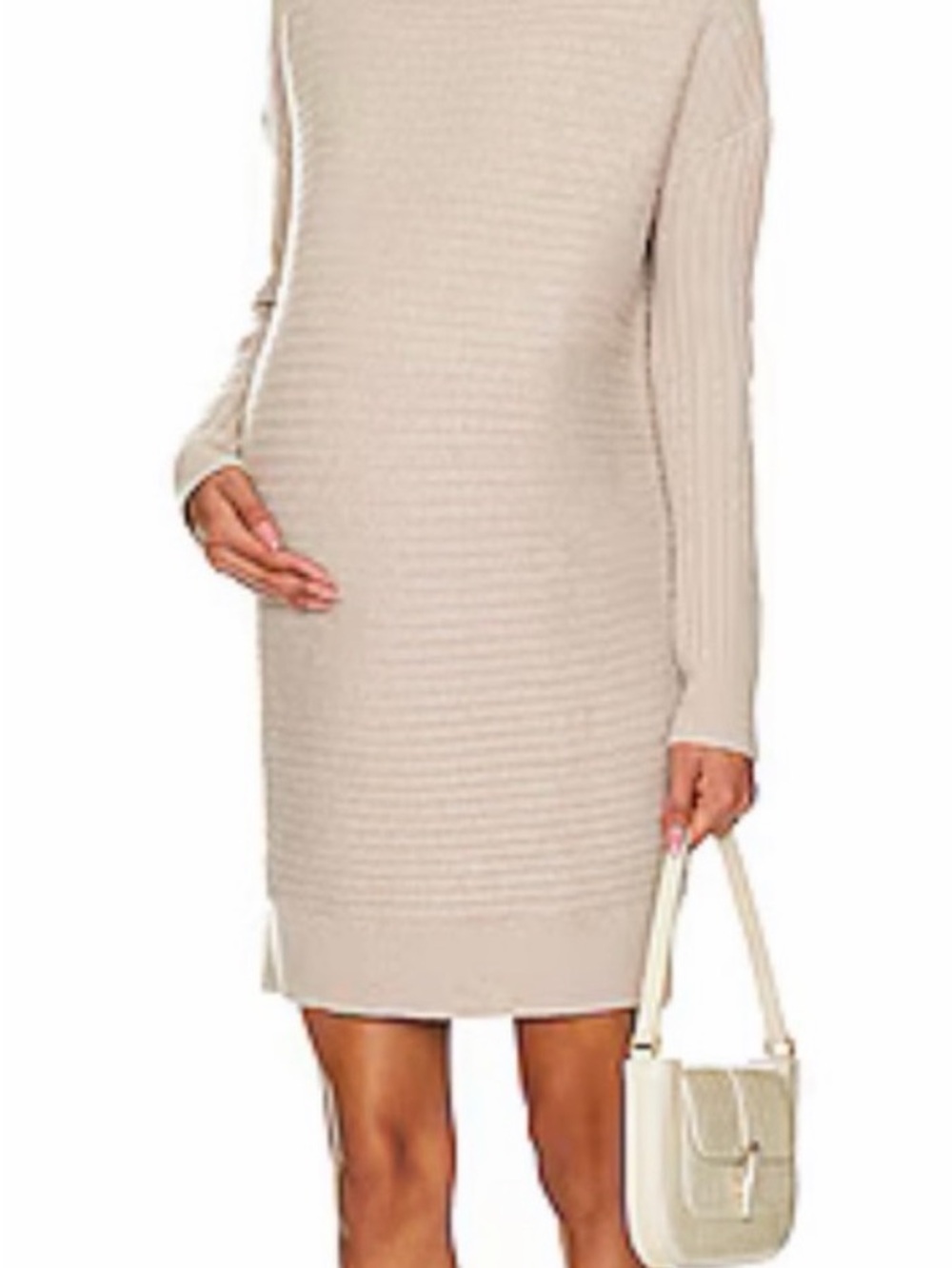 Hatch Beige Ribbed Knit Midi Dress Size 3